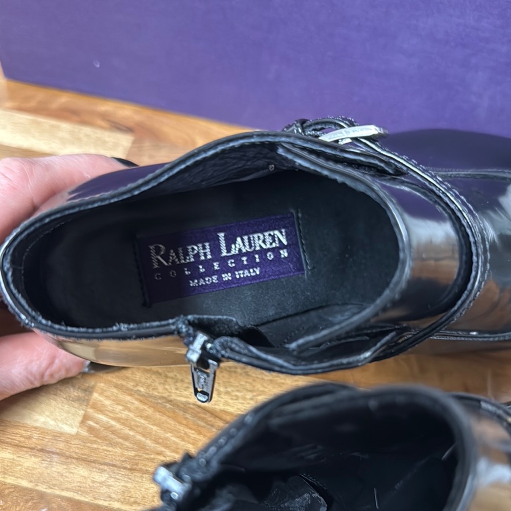 Ralph Lauren Purple Label Black Ankle Boots with Polished Leather - Picture 5 of 9
